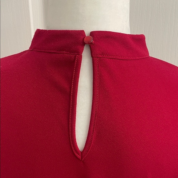 Adrianna Papell Blouse Flutter Sleeves Keyhole Front Mandarin Collar Size S - Picture 6 of 12